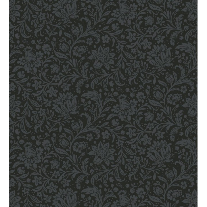 Papel pintado floral con hojas estilo vintage fondo azul oscuro - Waverly Ornate 683665