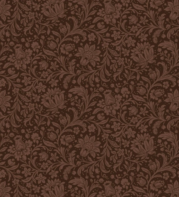 Papel pintado floral con hojas estilo vintage fondo rojo burdeos - Waverly Ornate 683666