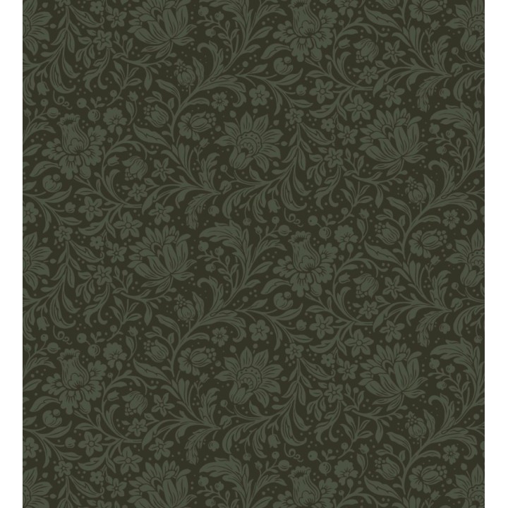 Papel pintado floral con hojas estilo vintage fondo verde oscuro - Waverly Ornate 683667