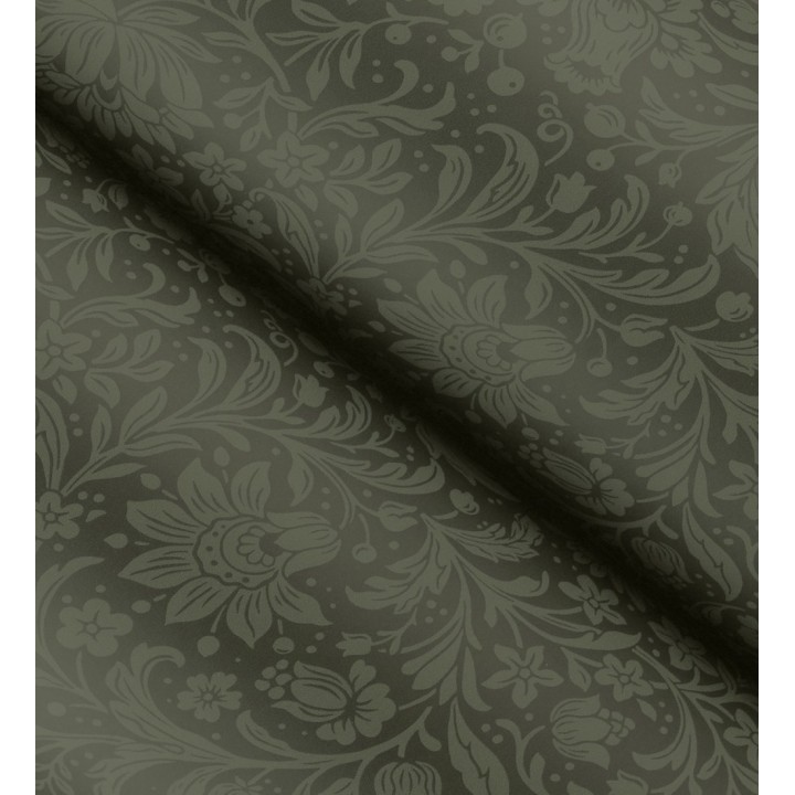 Papel pintado floral con hojas estilo vintage fondo verde oscuro - Waverly Ornate 683667