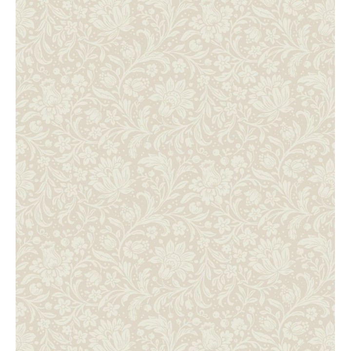 Papel pintado floral con hojas estilo vintage fondo nácar beige claro - Waverly Ornate 683668