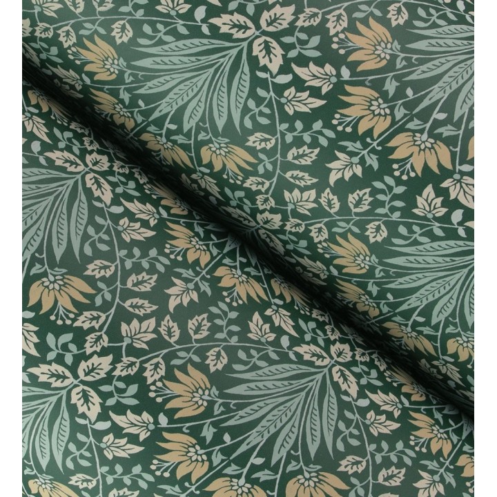 Papel pintado damasco botánico verde bosque y ocre - Scott Morrisian 683670