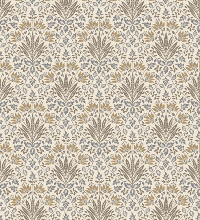 Papel pintado damasco botánico ocre fondo beige claro - Scott Morrisian 683672