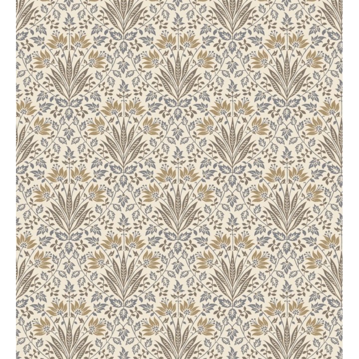 Papel pintado damasco botánico ocre fondo beige claro - Scott Morrisian 683672