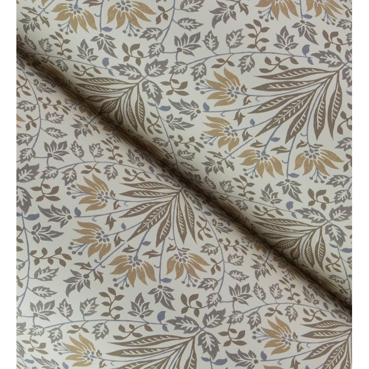 Papel pintado damasco botánico ocre fondo beige claro - Scott Morrisian 683672