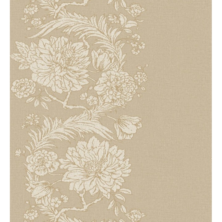 Papel pintado ornamental de flores perfiladas en oro fondo beige - Montrose Grand 683679