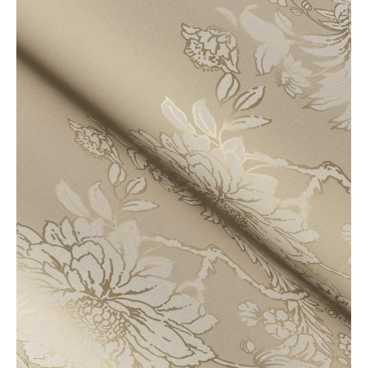 Papel pintado ornamental de flores perfiladas en oro fondo beige - Montrose Grand 683679
