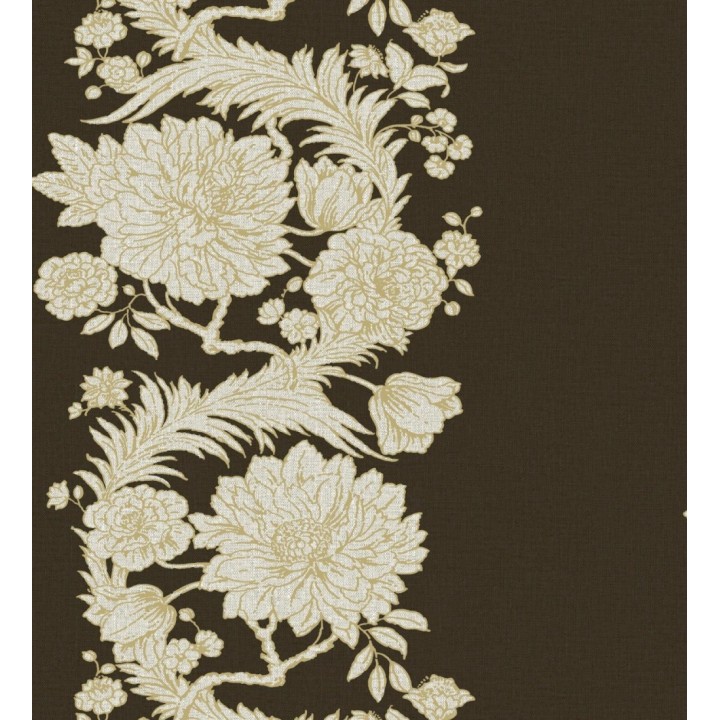 Papel pintado ornamental de flores perfiladas en oro fondo negro - Montrose Grand 683680