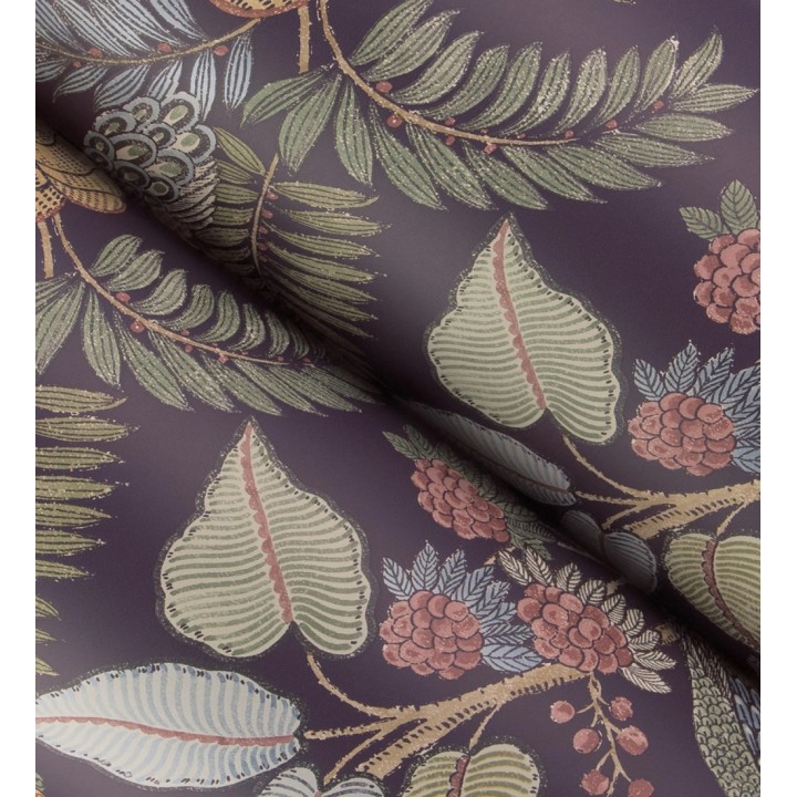 Papel pintado exótico de pavos reales y selva fondo negro cálido - Mayfair Peacock 683683