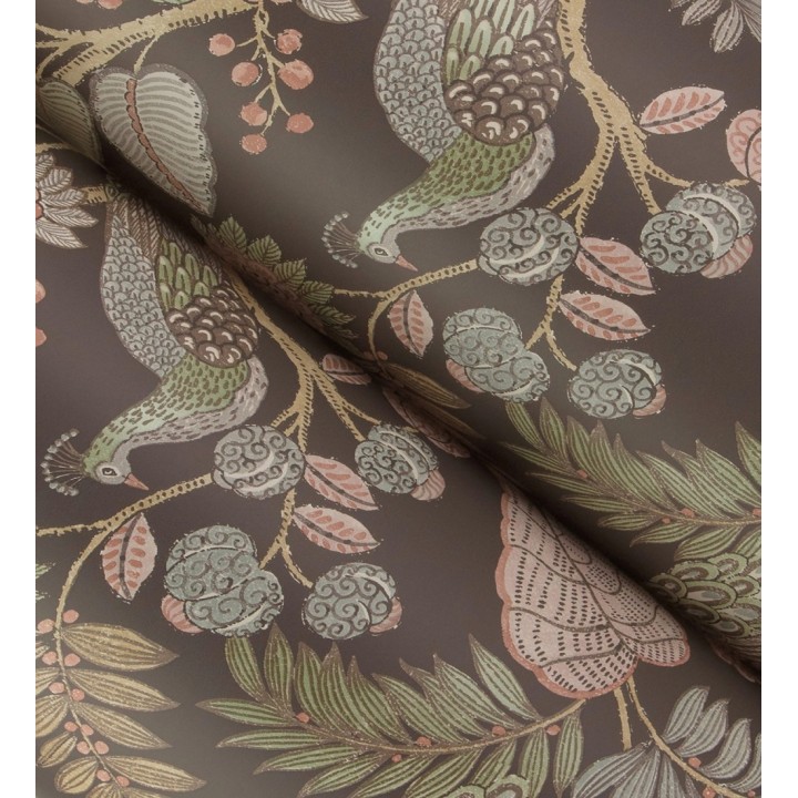 Papel pintado exótico de pavos reales y selva tonos sepia - Mayfair Peacock 683686