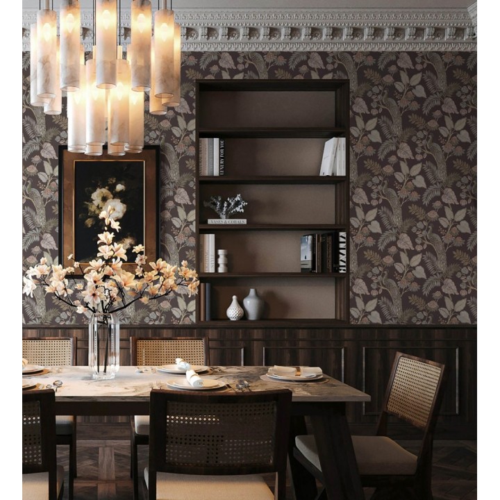 Papel pintado exótico de pavos reales y selva tonos sepia - Mayfair Peacock 683686