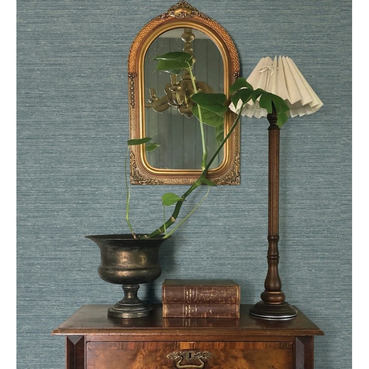 Papel pintado textura mixta lino y seda tonos azules - Basilea Linen 683687