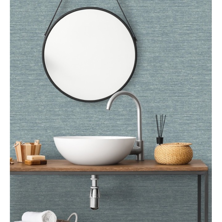 Papel pintado textura mixta lino y seda tonos azules - Basilea Linen 683687