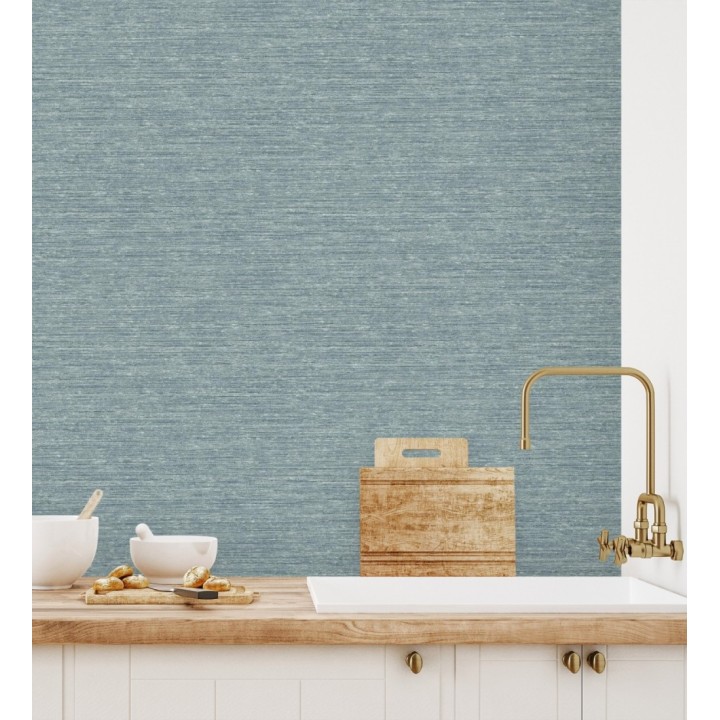 Papel pintado textura mixta lino y seda tonos azules - Basilea Linen 683687