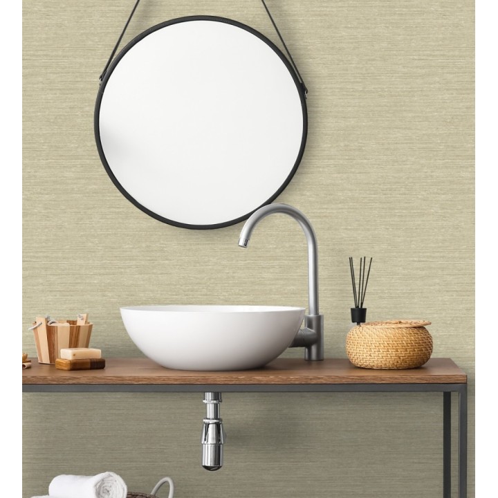 Papel pintado textura mixta lino y seda beige arena - Basilea Linen 683689