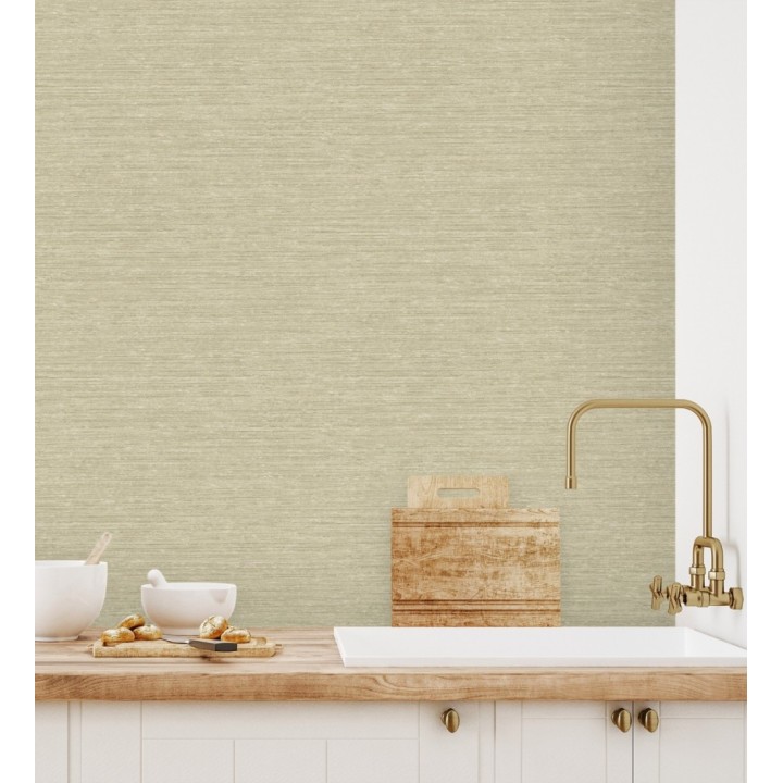 Papel pintado textura mixta lino y seda beige arena - Basilea Linen 683689