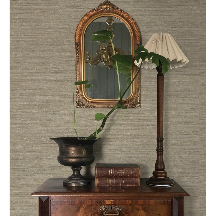 Papel pintado textura mixta lino y seda tonos beige tostado - Basilea Linen 683690