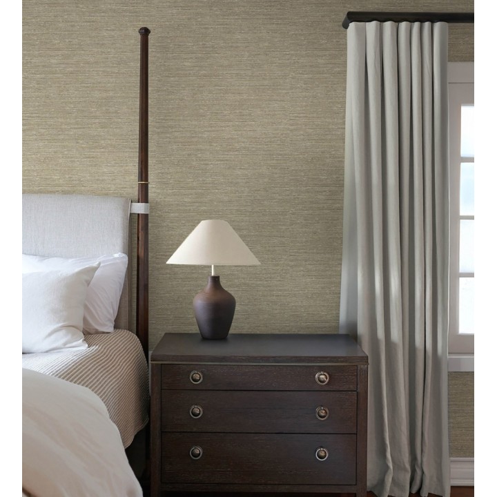 Papel pintado textura mixta lino y seda tonos beige tostado - Basilea Linen 683690
