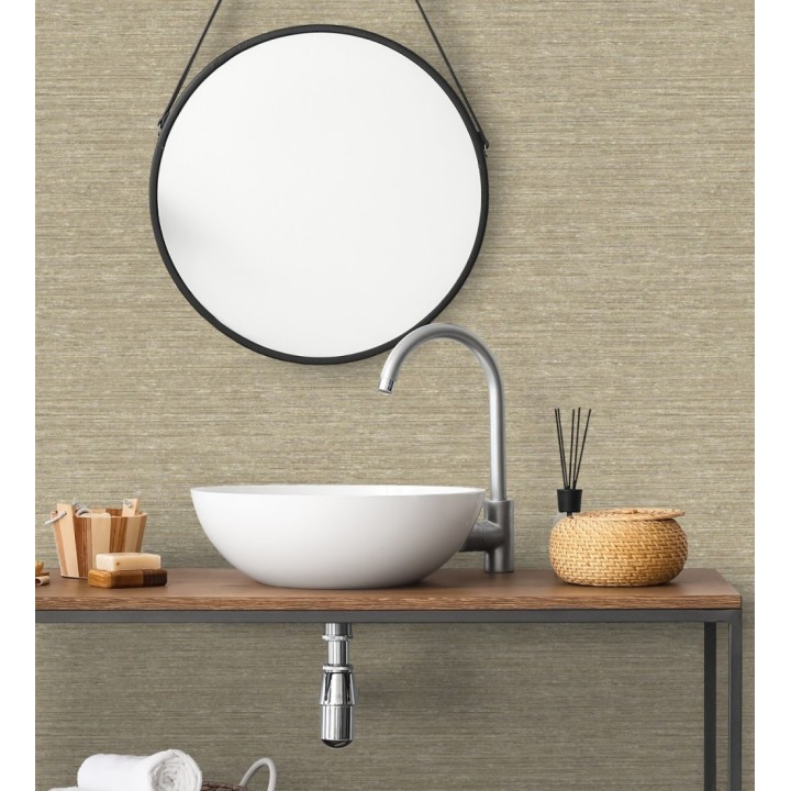 Papel pintado textura mixta lino y seda tonos beige tostado - Basilea Linen 683690