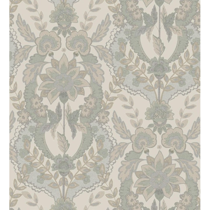 Papel pintado ornamental de flores estilo inglés fondo crema - Chelsea Regal 683694