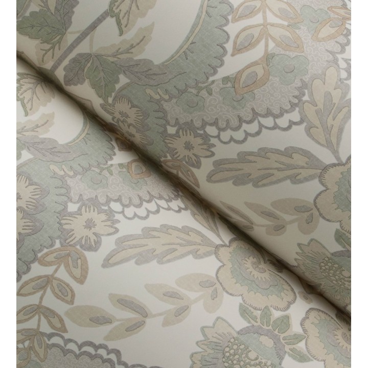 Papel pintado ornamental de flores estilo inglés fondo crema - Chelsea Regal 683694