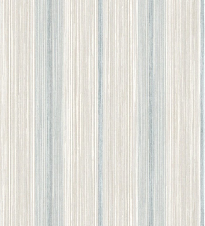 Papel pintado de rayas efecto lino natural texturado color azul - Clarendon Lined 683699