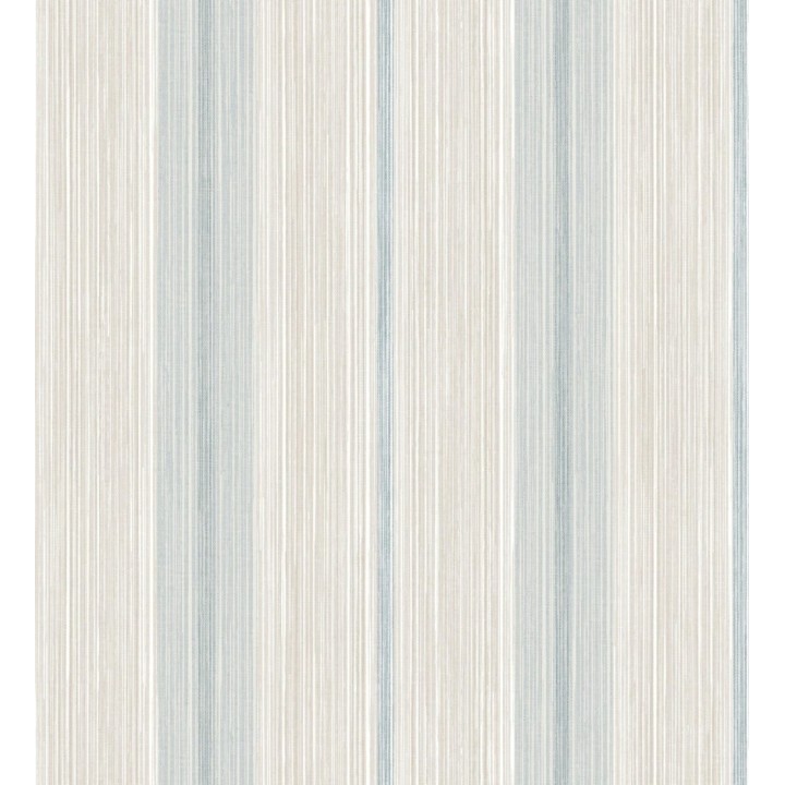 Papel pintado de rayas efecto lino natural texturado color azul - Clarendon Lined 683699
