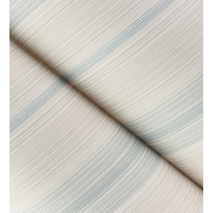 Papel pintado de rayas efecto lino natural texturado color azul - Clarendon Lined 683699