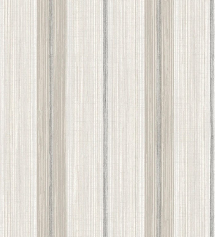 Papel pintado de rayas efecto lino natural texturado color gris visón - Clarendon Lined 683700