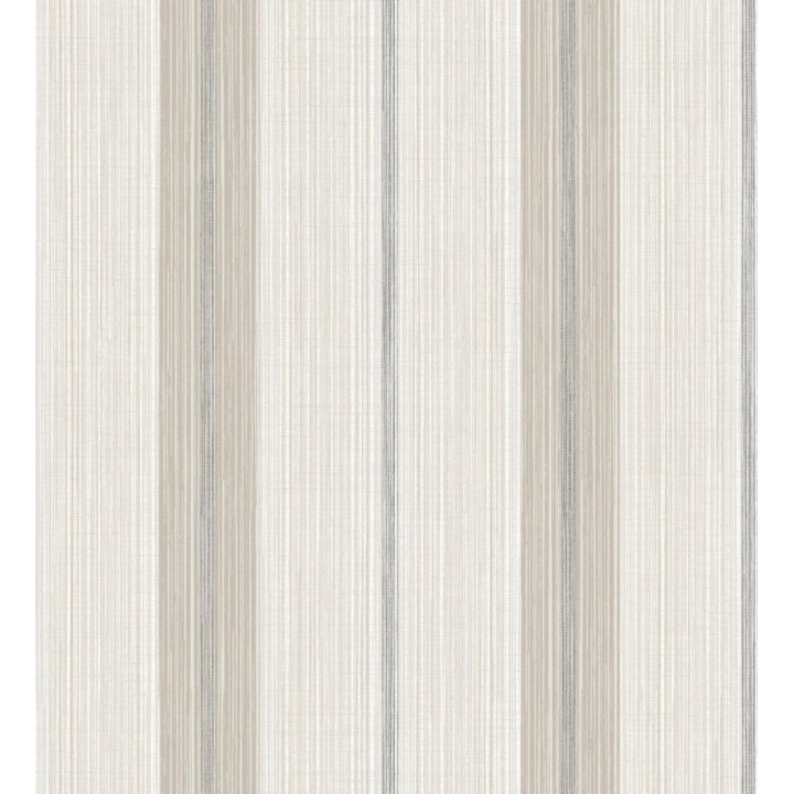 Papel pintado de rayas efecto lino natural texturado color gris visón - Clarendon Lined 683700