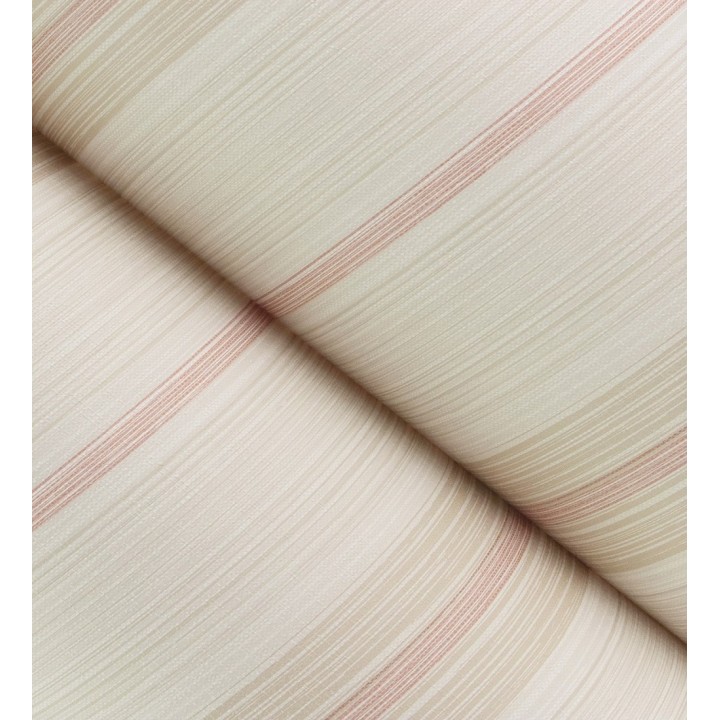 Papel pintado de rayas efecto lino natural texturado color terracota - Clarendon Lined 683702
