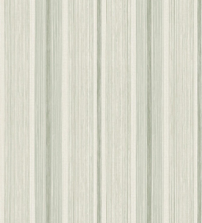 Papel pintado de rayas efecto lino natural texturado en color verde - Clarendon Lined 683703