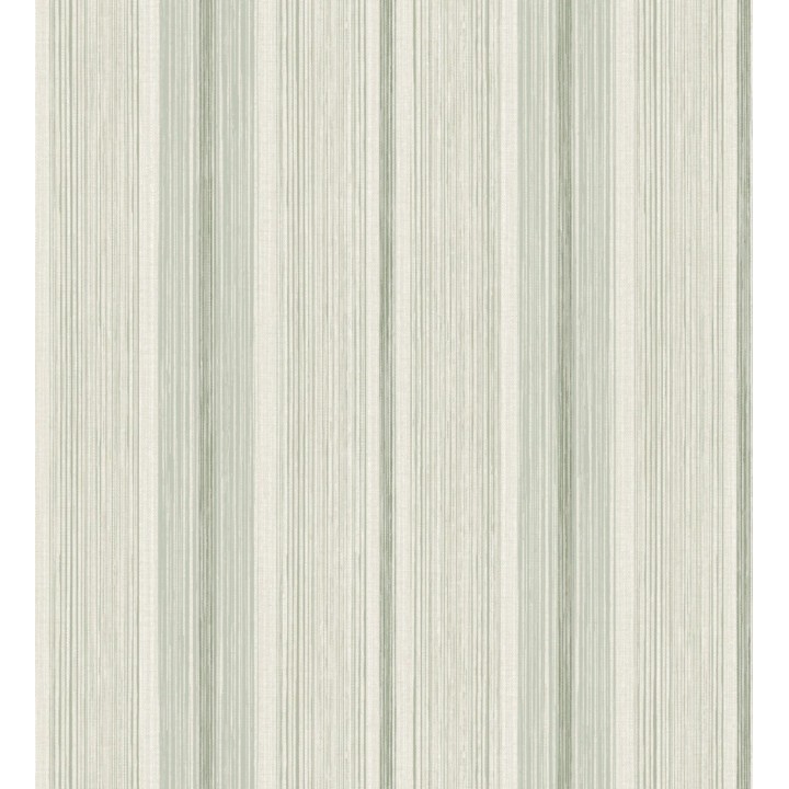 Papel pintado de rayas efecto lino natural texturado en color verde - Clarendon Lined 683703
