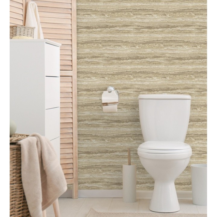 Papel pintado mármol travertino con vetas tonos ocre - Carrara Travertine 683704