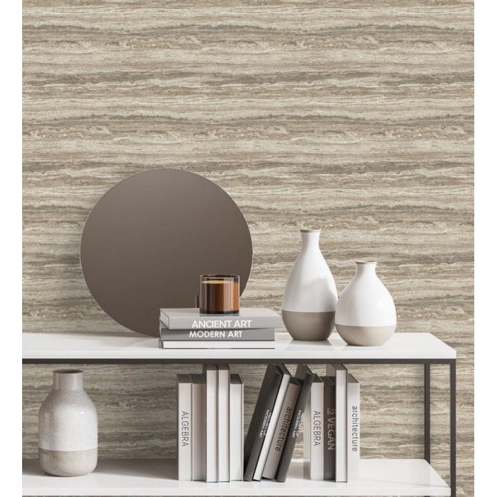 Papel pintado mármol travertino con vetas tonos visón - Carrara Travertine 683705