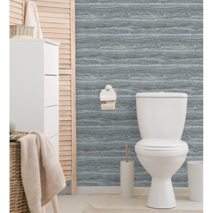 Papel pintado mármol travertino con vetas tonos azul plomo - Carrara Travertine 683706