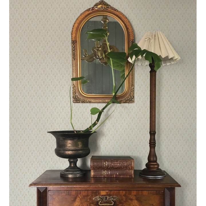 Papel pintado rombos en lienzo diseño ikat en tono mostaza - Skye Trellis 683708