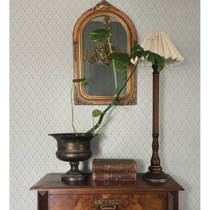 Papel pintado rombos en lienzo diseño ikat en tono azul - Skye Trellis 683710