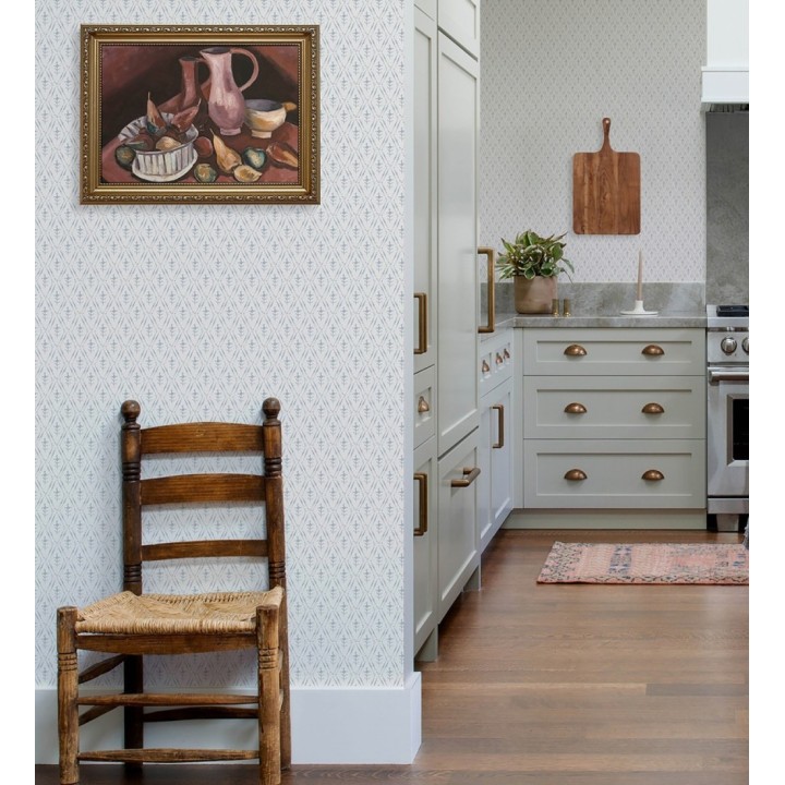 Papel pintado rombos en lienzo diseño ikat en tono azul - Skye Trellis 683710