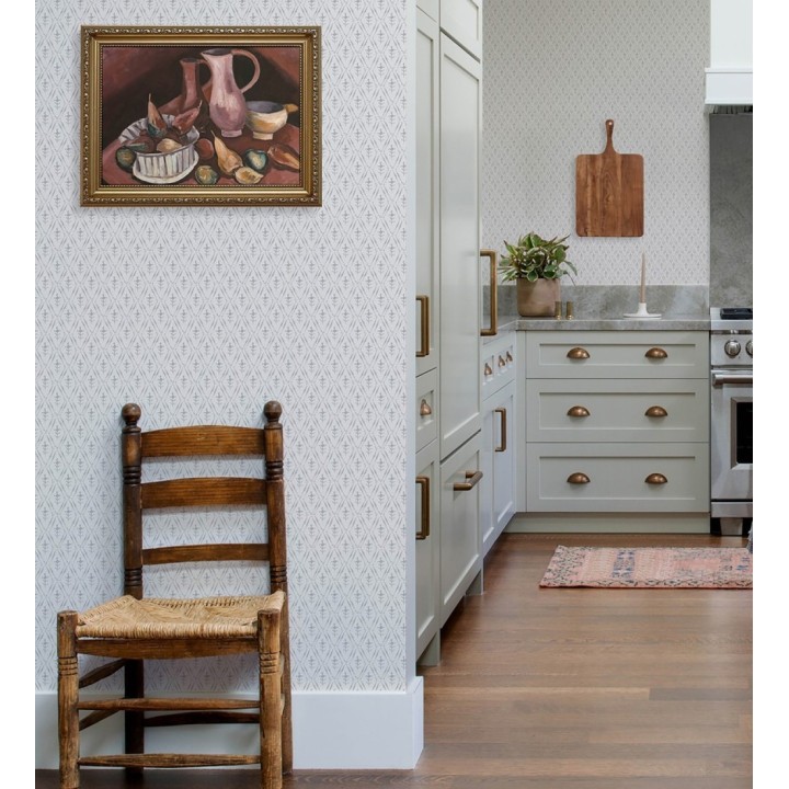 Papel pintado rombos en lienzo diseño ikat en tono gris oscuro - Skye Trellis 683711