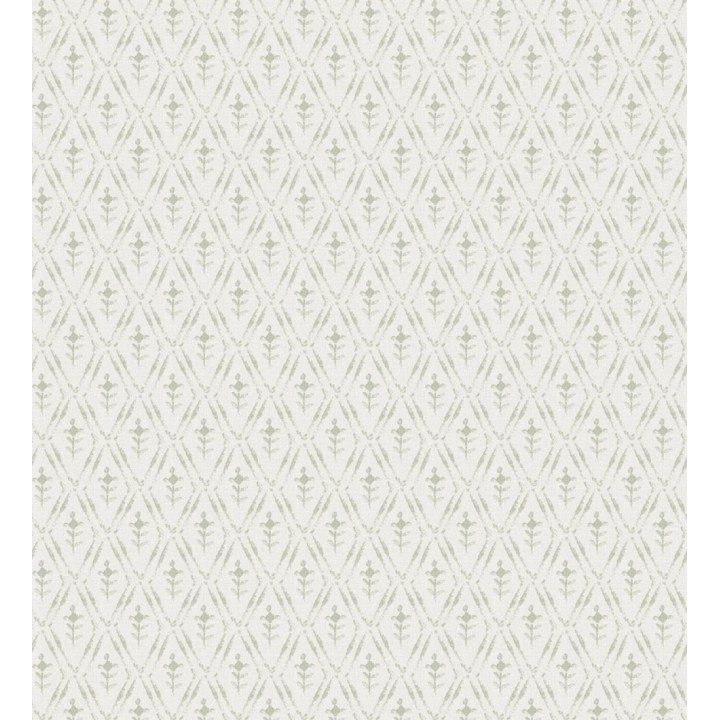 Papel pintado rombos en lienzo diseño ikat en tono verde - Skye Trellis 683713