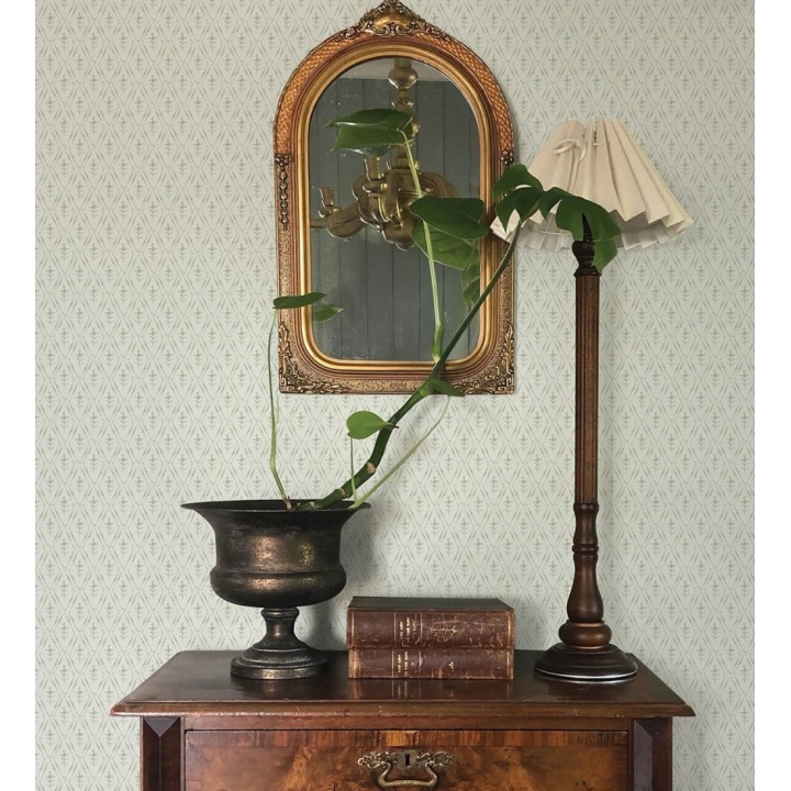 Papel pintado rombos en lienzo diseño ikat en tono verde - Skye Trellis 683713