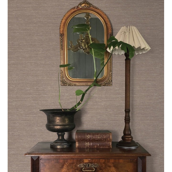 Papel pintado textura mixta lino y seda beige tonos terracota - Basilea Linen 683714