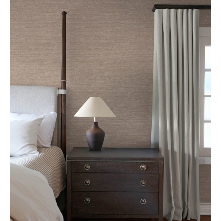 Papel pintado textura mixta lino y seda beige tonos terracota - Basilea Linen 683714