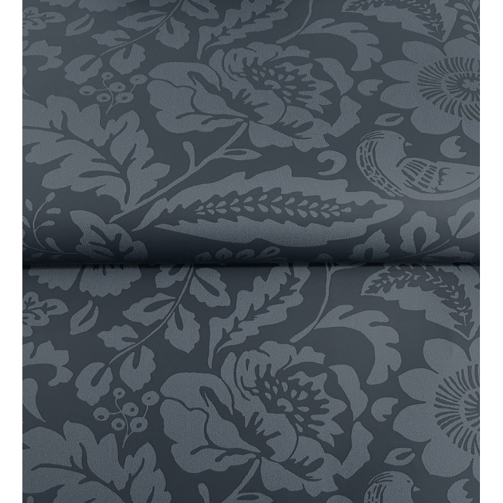 Papel pintado jardín romántico con pájaros color azul oscuro - Kelmscott Folklore 683720