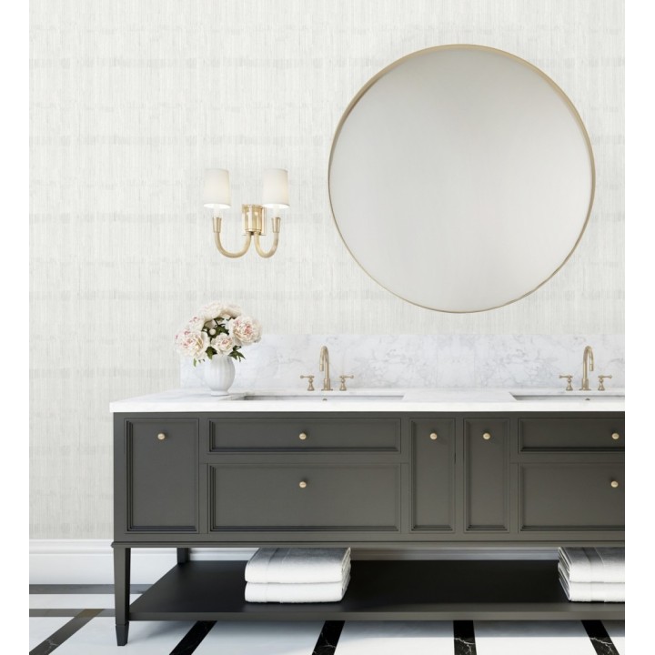 Papel pintado de seda vertical textura lisa color blanco - Bath Subtle 683725