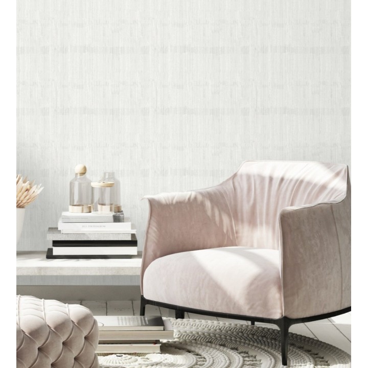 Papel pintado de seda vertical textura lisa color blanco - Bath Subtle 683725