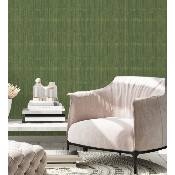 Papel pintado de seda vertical textura lisa color verde - Bath Subtle 683726