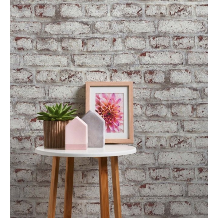 Papel pintado pared de ladrillos desgastado estilo vintage - Kansas Street 126334