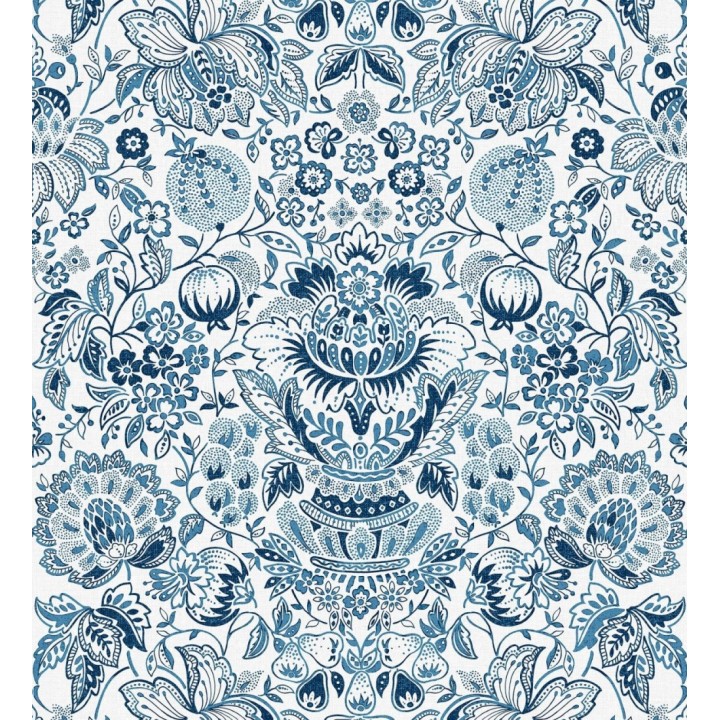 Papel pintado de granadas y jarrones color azul porcelana - Sabine Deft 683732
